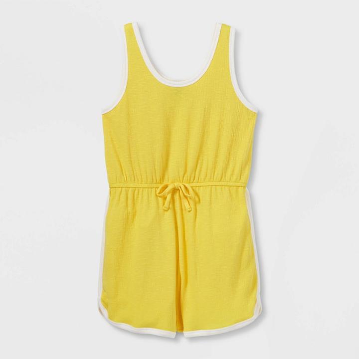 Girls' Rib Knit Romper - Art Class Yellow