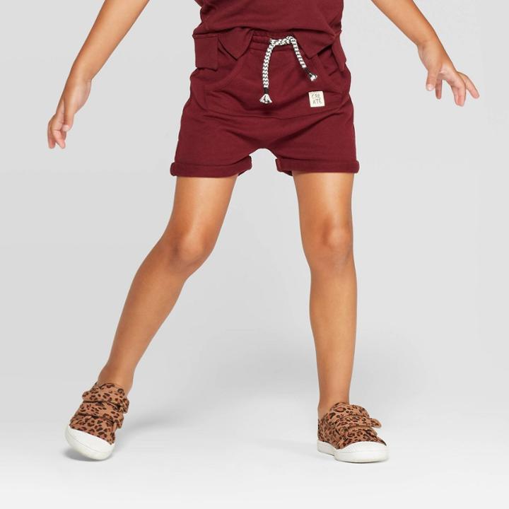 Toddler Girls' Pocket Front Shorts - Art Class Maroon 12m, Girl's, Red