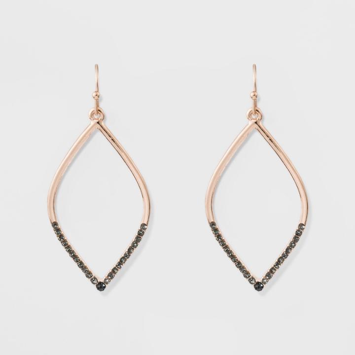 Open Drop & Hem Stones Fish Hook Earrings - A New Day Rose Gold