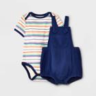 Baby Boys' 2pc Gauze Navy Bubble Top & Bottom Set - Cat & Jack Navy Blue