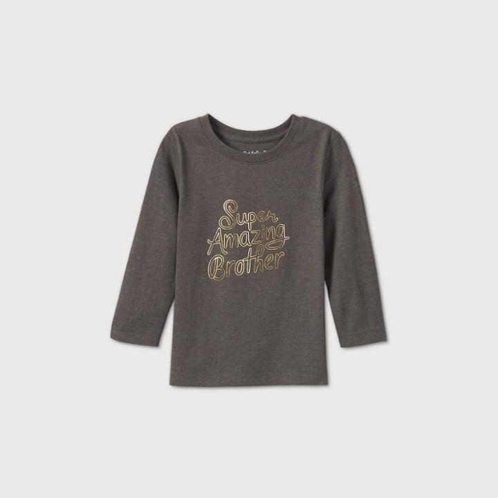 Toddler Boys' Long Sleeve Amazing Brother Graphic T-shirt - Cat & Jack Charcoal