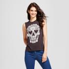 Fifth Sun Women's Lacey Skull Graphic Tank Top Black Xs - Fifth