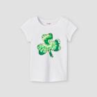 Toddler Girls' Adaptive Shamrock Short Sleeve Graphic T-shirt - Cat & Jack White