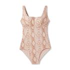 Women's Post Mastectomy Square Neck High Coverage One Piece Swimsuit - Kona Sol Snake Print