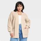 Women's Plus Size Open Cardigan - A New Day Oatmeal