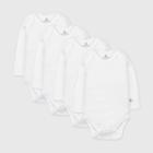Honest Baby 4pk Organic Cotton Long Sleeve Bodysuit - White Newborn