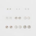 Target Nine Pack With Faceted Studs, Simulated Pearl And Stone Encrusted Stud Earring