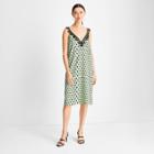 Women's Lace Trim Slip Dress - Future Collective With Kahlana Barfield Brown Green Geometric Xxs