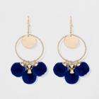 Coins, Wire Circles, And Pom Poms Earrings - A New Day Cobalt/gold