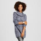 K By Kersh Women's Turtleneck Pullover Sweater - Navy/white