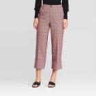 Women's Plaid Mid-rise Wide Leg Pants - Who What Wear Red
