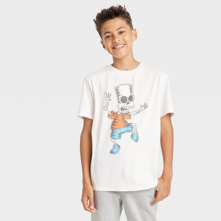 Kids' Skeleton Bart Simpson Short Sleeve Graphic T-shirt - Art Class Cream