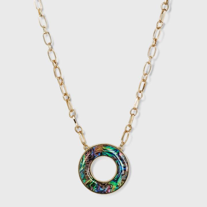 Mother Of Pearl Discs Necklace - A New Day , White