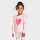 Toddler Girls' Heart Glitter Pullover - Cat & Jack Pink
