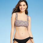 Women's Square Neck Ruffle Strap Bikini Top - Kona Sol Animal Print