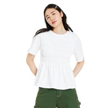 Women's Short Sleeve Smocked T-shirt - Sandy Liang X Target White