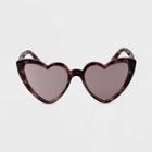 Women's Tortoise Shell Heart Sunglasses - A New Day Brown