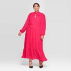 Women's Plus Size Long Sleeve Round Neck Romantic Maxi Dress - Who What Wear Pink 1x, Women's,