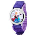 Girls' Disney Frozen Anna And Elsa Stainless Steel Plain Case With Glitz Watch - Purple