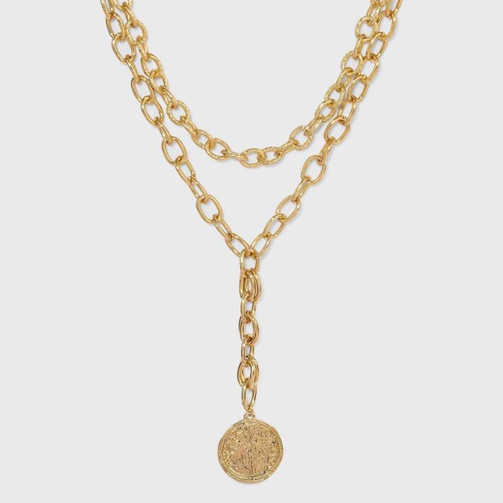 Textured 18 Pendant Layered Necklace - A New Day