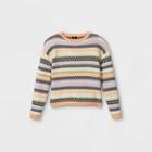 Girls' Striped Crew Neck Sweater - Art Class