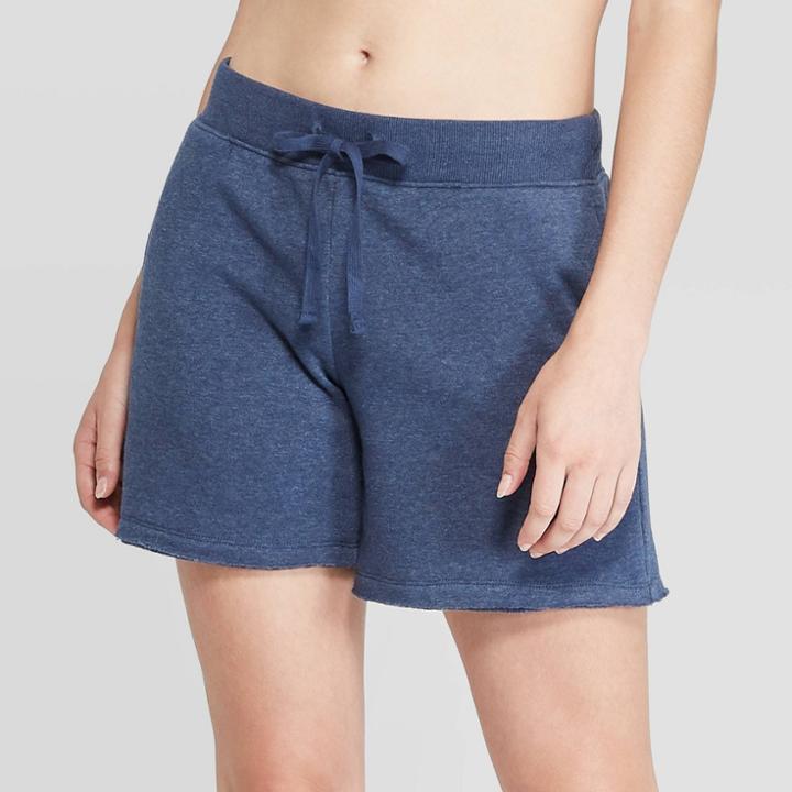 Petitewomen's Cozy Fleece Bermuda Lounge Short - Colsie Smart Blue L, Women's,