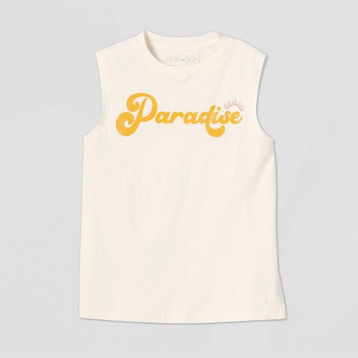 Fifth Sun Women's Paradise Graphic Tank Top - Cream