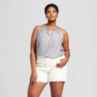 Women's Plus Size Embroidered Striped Tank Top - Universal Thread Blue X