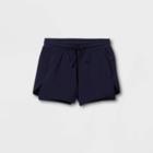 Girls' Double Layered Run Shorts - All In Motion Navy