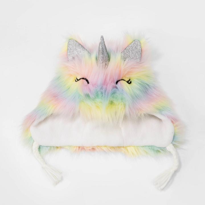 Girls' Unicorn Faux Fur Earflap Beanie - Cat & Jack