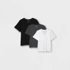 Women's Short Sleeve V-neck 3pk Bundle T-shirt - Universal Thread Black/dark Gray/white