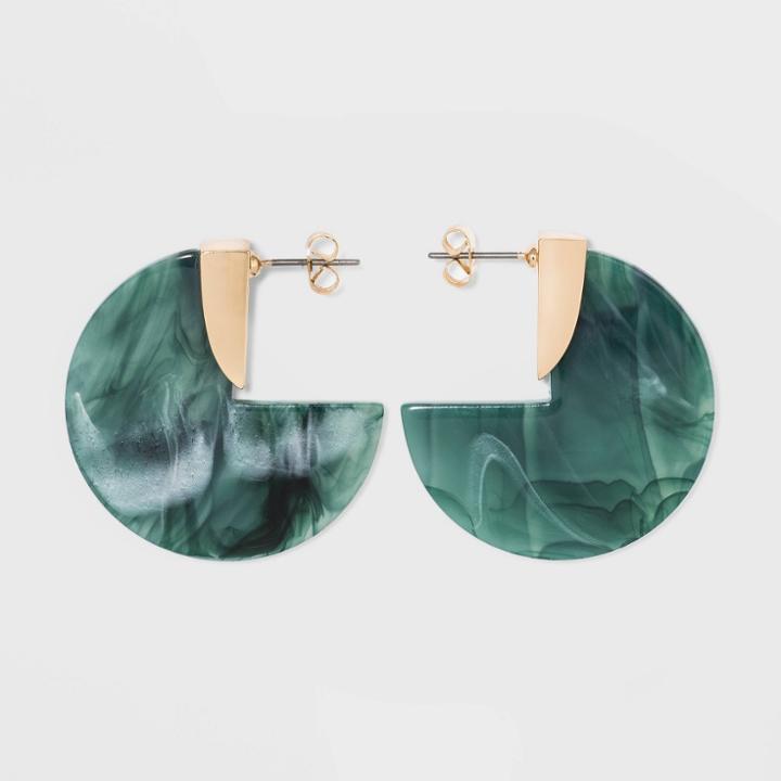 Acrylic Geometric Hoop Earrings - A New Day Jade, Women's, Green
