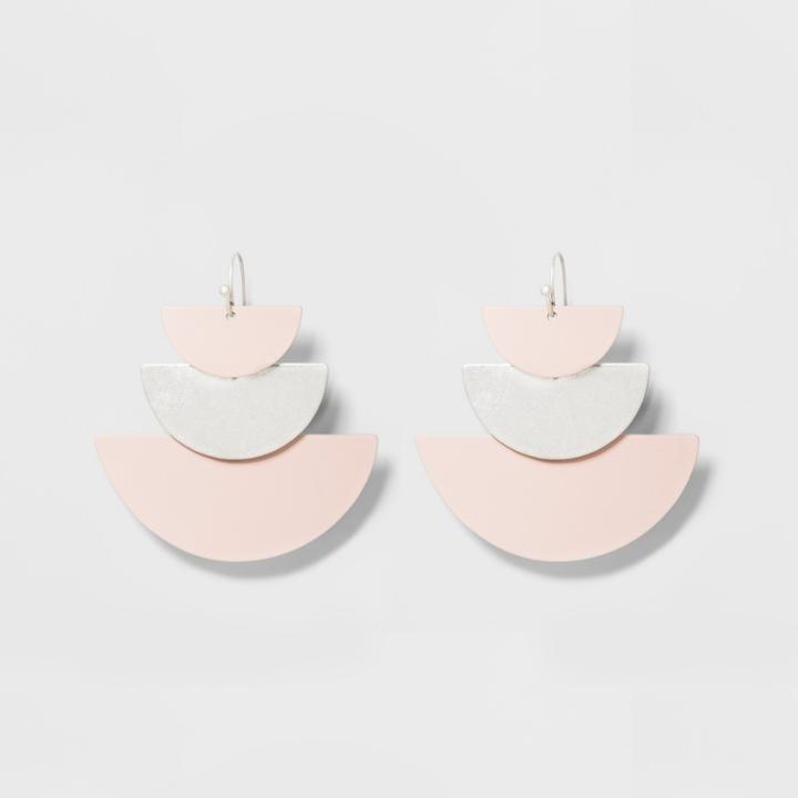 Multi Layered Fish Hook Drop Statement Earrings - Universal Thread Pink/silver