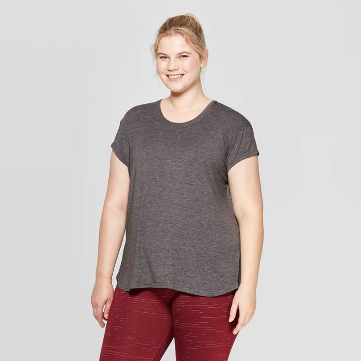 Women's Plus Size Short Sleeve Pindot T-shirt - C9 Champion Black Heather