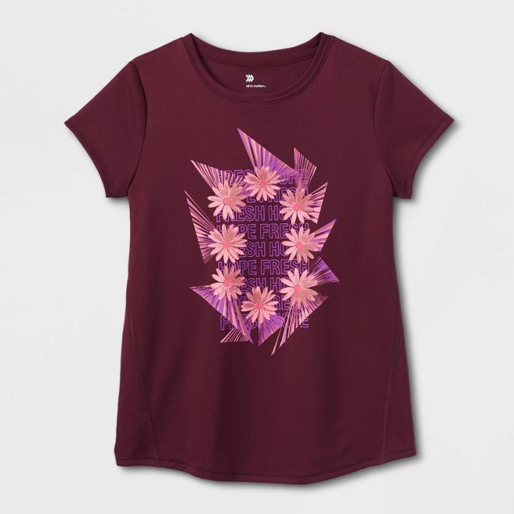 Girls' Short Sleeve 'fresh Hope' Graphic T-shirt - All In Motion Purple