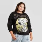 Peanuts Women's Plus Size Spooky Snoopy Halloween Graphic Sweatshirt - Black