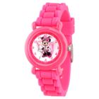 Disney Minnie Mouse Girls' Pink Plastic Time Teacher Watch, Pink Silicone Strap, Wds000136