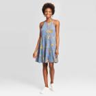 Women's Floral Print Sleeveless Tiered Dress - Xhilaration Blue