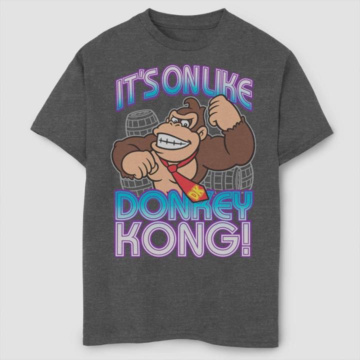 Boys' Super Mario Bros Its On Like Donkey Kong T-shirt - Charcoal Gray