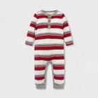Burt's Bees Baby Baby Boys' Organic Cotton Foothills Striped Henley Jumpsuit - Pink