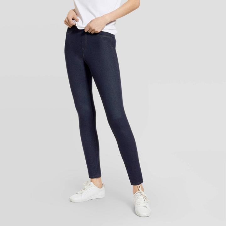 Hue Studio Women's Mid-rise Classic Denim Jean Leggings - Dark Denim Wash