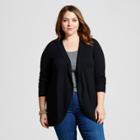 Women's Plus Size Long Sleeve Cocoon Cardigan - Ava & Viv - Black X