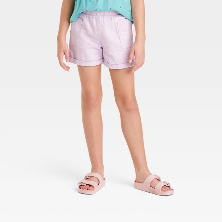 Girls' Utility Woven Midi Shorts - Cat & Jack Light Violet Xs,