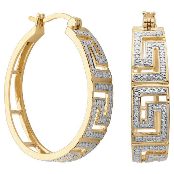 Target 18k Yellow Gold Plated Bronze Diamond Accent Hoop Earrings, Girl's