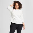 Women's Plus Size Striped 3/4 Sleeve Boatneck T-shirt - A New Day Gray X