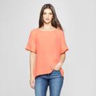 Women's Short Sleeve Chiffon T-shirt - Notations - Pink