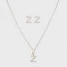 Sterling Silver Initial Z Earrings And Necklace Set - A New Day Silver, Girl's,