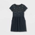 Girls' Printed Knit Short Sleeve Dress - Cat & Jack Black