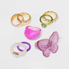 Butterfly Heart Cubic Zirconia Pearl Ring Set 8pc - Wild Fable
