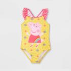 Toddler Girls' Peppa Pig One Piece Swimsuit - Yellow
